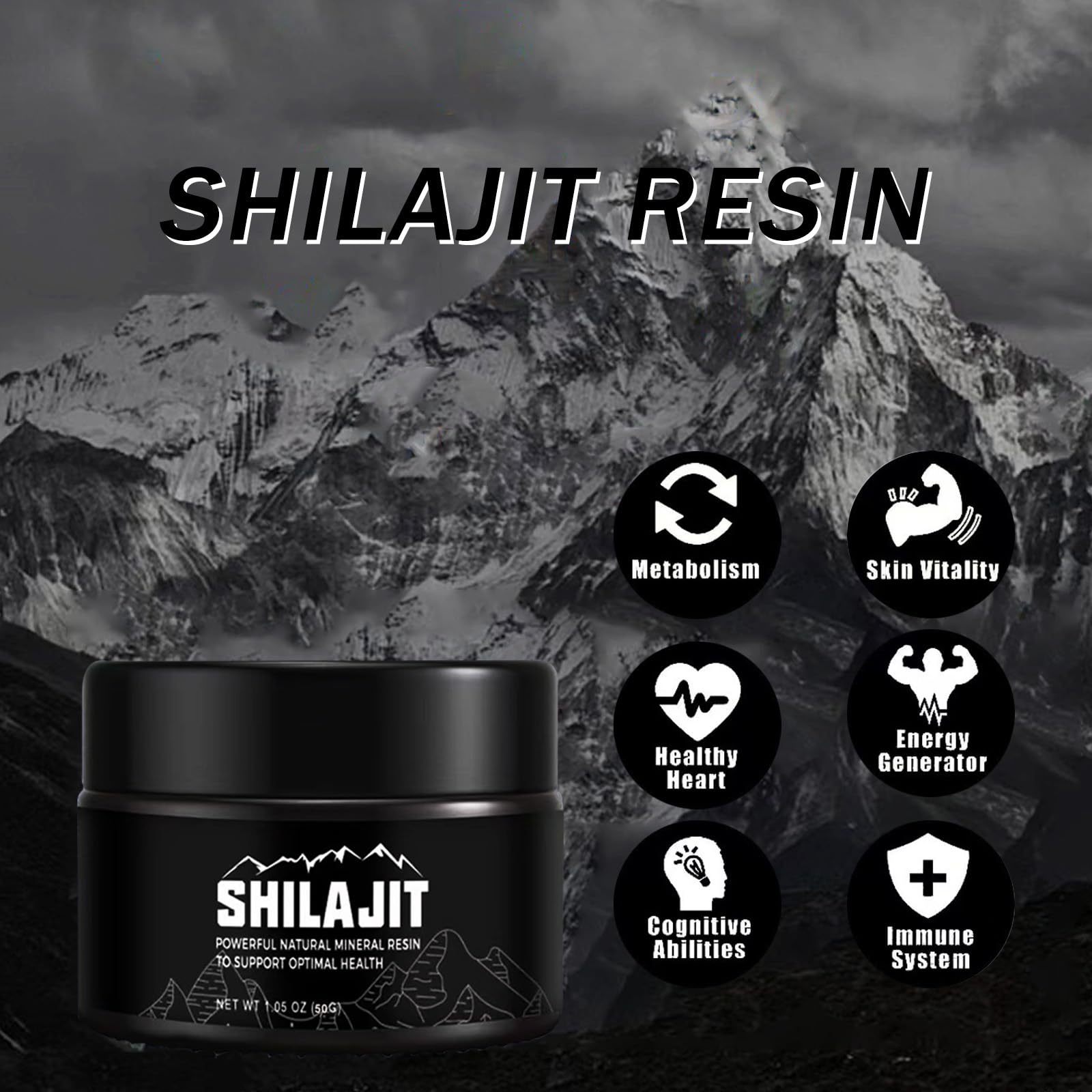 Shilajit Pure Himalayan 50 Grams Natural Organic Shilajit Resin,Golden Grade Shilajit Supplement For Men And Women With 80 Trace Minerals & Fulvic Acid For Energy, Immune Support