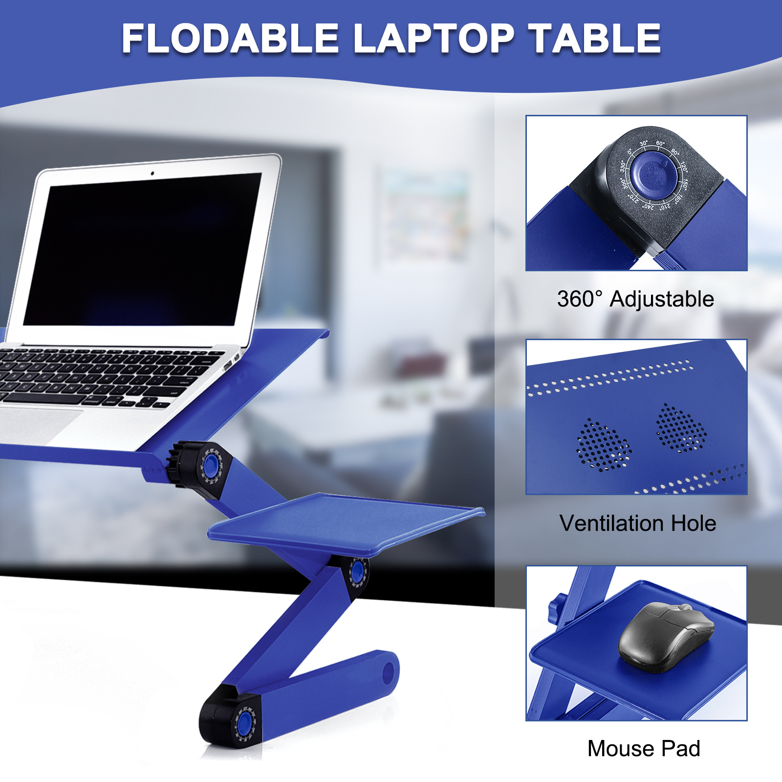 Adjustable Laptop Stand, RAINBEAN Laptop Desk with 2 CPU Cooling USB Fans