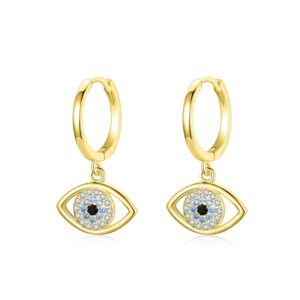 925 Sterling Silver Circle Drop Blue Eye Hypoallergenic Earrings Evil Eye Jewelry