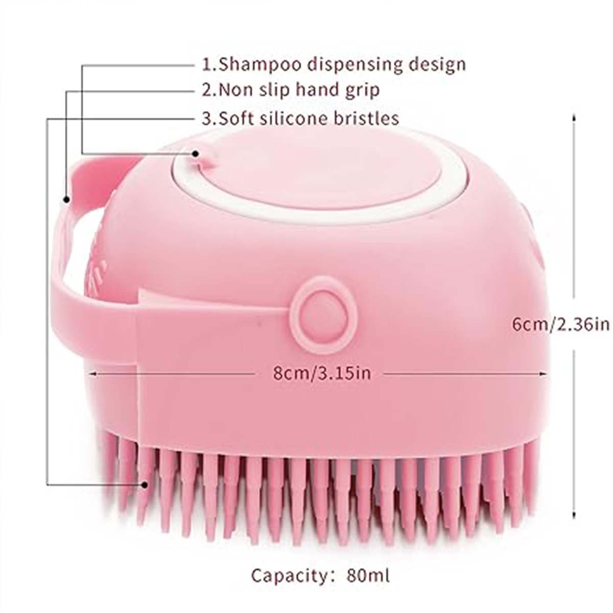 Dog Cat Bath Brush Comb Silicone Rubber Dog Puppy Massage Brush Hair Fur Grooming Cleaning Brush Soft Shampoo Dispenser